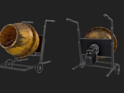 120 Liter Concrete Mixer -  PBR Game Ready Low-poly Low-poly 3D model