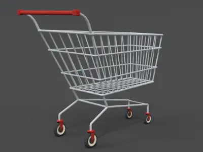 Low Poly Cartoon Super Market Cart Low-poly 3D model