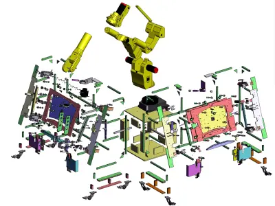 Automated sealing machine for automotive windshields 3D model
