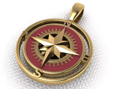 Pendant Compass whit the enamel 3D print model 3D print model 3D print model