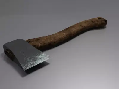 Simple Hatchet with Wooden Handle Free 3D model