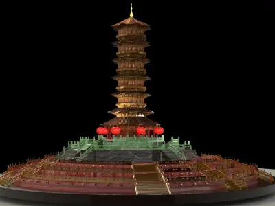 Chinese ancient tower 3D model purchase