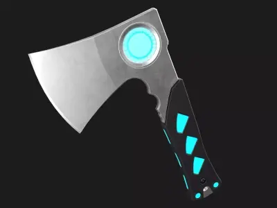 Sci-Fi Hatchet Low-Poly PBR Free low-poly 3D model