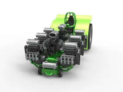 Pulling tractor with 8 engines V8 Scale 1 to 25 3D print model