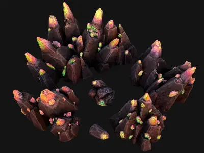 Cave Crystal Gemstone Ore Low-poly 3D model