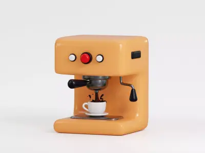 Cartoon Coffee Machine Low-poly 3D model