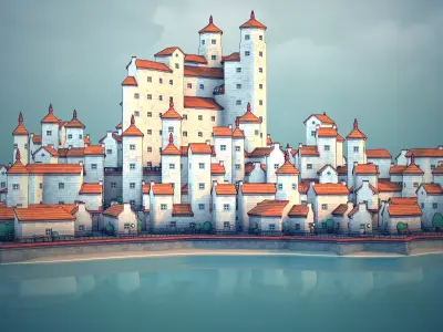Town11 city on island 3D print model