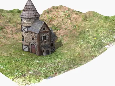Medieval House Low-poly 3D model 20
