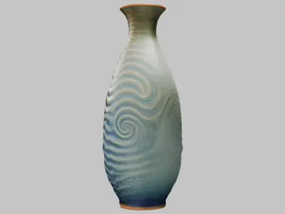Vase with spiral design Low-poly 3D model