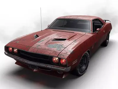 Demonic Blood-Red Haunted Muscle Car 3D Model Low-poly 3D model