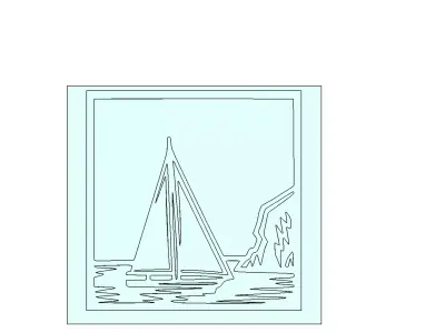 Sailboat Near Cliffs Wall Art Mold for Casting 3D model