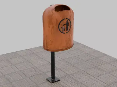 DUST BIN FOR OUTDOOR RECREATIONAL PLACES FROM 1980S Low-poly 3D model