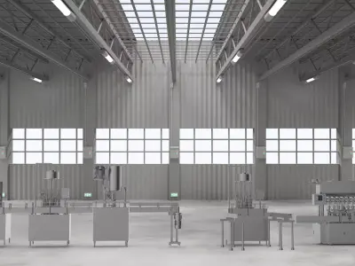 Liquid filling machine assembly line 3D model