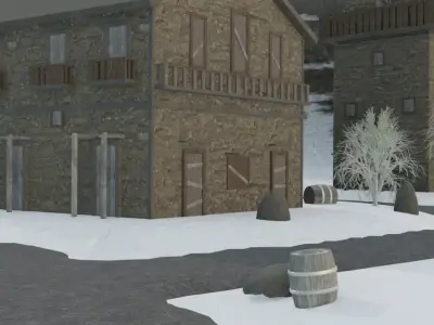 Snowy Mountain Village 3D model order