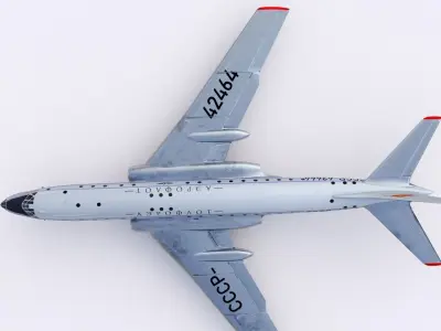 Tu-104A airplane Low-poly 3D model