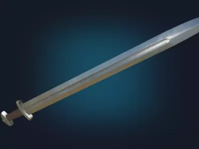 Medieval Realistic Viking Sword Middle-poly Game ready 3D model