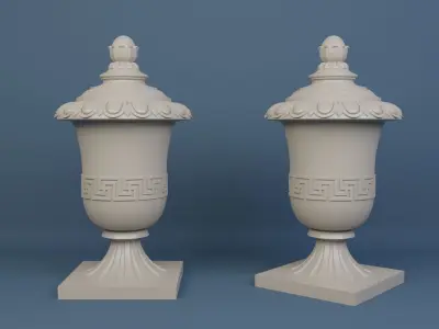 Classical Urn with decorative Greek fret Free 3D model