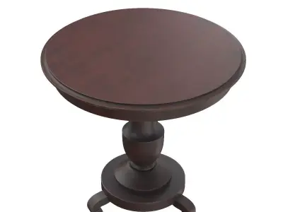 Antique Italian Walnut Wood Round Table 3D model