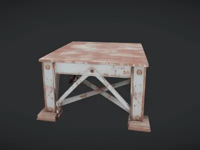 rusty industrial square table 3D model