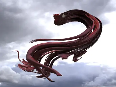 Fantasy dragon snake cloth tree 1  3D model