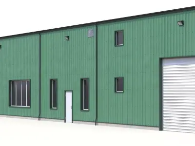 Green Industrial Building 60 PBR Low-poly 3D model