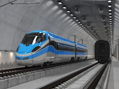 Tunnel Cross Section with Train 3D model