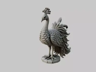 Peacock Statue Low-poly 3D model