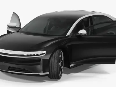 Lucid Air Electric Luxury Sedan Black Rigged for Cinema 4D 3D model
