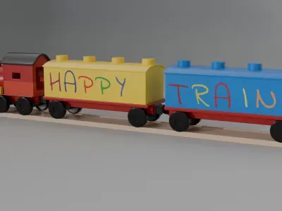 Building Train Set Low-poly 3D model
