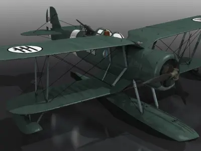 RO43 on board VITTORIO VENETO Low-poly 3D model
