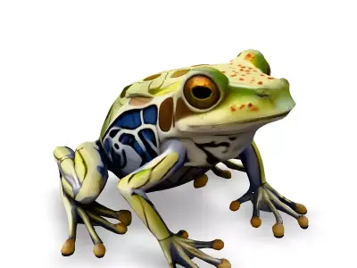 Stylized SemiTransparent Frog Low-poly 3D model