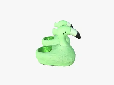 Slippers C03 Green Flamingo - Costume Character Design Low-poly 3D model