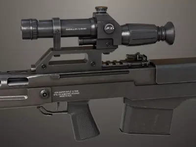 Sniper 05 Black and Sandal Single Mat Rig All PBR Unity UE Low-poly 3D model