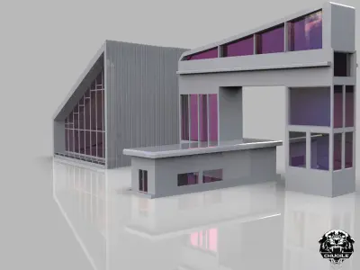 Modern Building Low-poly 3D model 2
