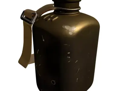 Military Canteen Water Bottle Low-poly 3D model