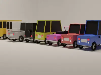 Low Poly Suburban Vehicle Pack Low-poly 3D model