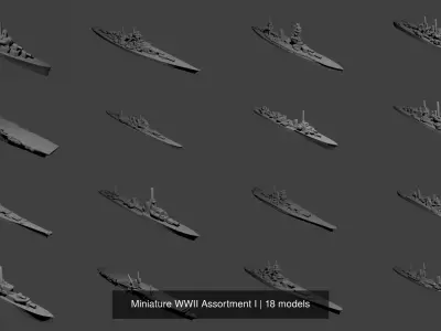 Miniature WWII Assortment I 3D Model Collection