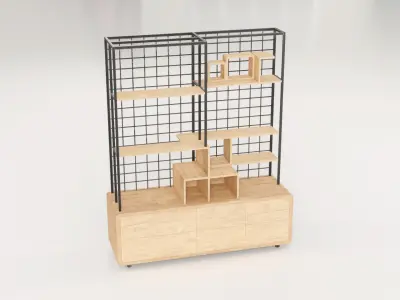 Furniture Modern Shelf 5 Low-poly 3D model