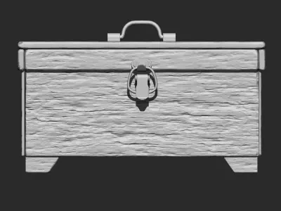 SMALL OLD WOODEN BOX SCLUPTED HIGHPOLY Free 3D model