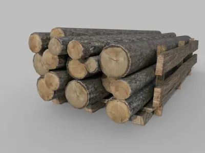 Wood logs A Low-poly 3D model