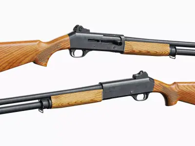 Benelli M4 Wooden Modular Shotgun Low-poly 3D model