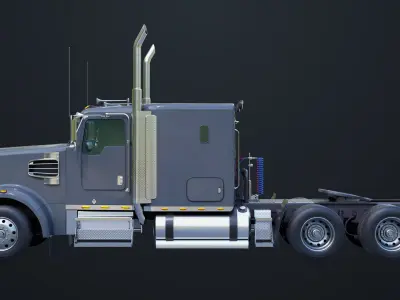 Heavy Truck Chassis 07 Cyan and Grey All PBR Textures 3D model