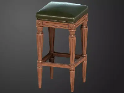 Vintage Stool 2 Low-poly 3D model