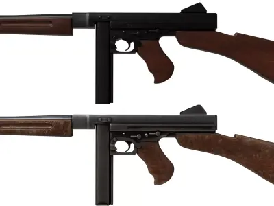 Thompson Gun Low-poly 3D model