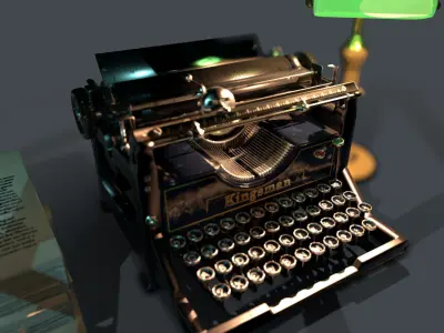 Old Typewriter Low-poly 3D model