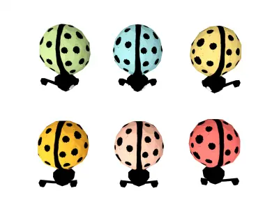 Cartoon Ladybugs -LOW POLY Low-poly 3D model