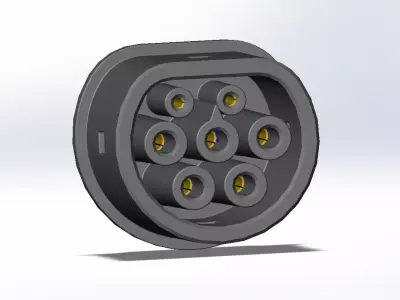 Type2 MENNEKES vehicle connector up to 480V and 16A 3 or 1 phase 3D print model