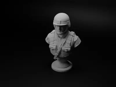 Modern Special Forces Soldier Bust Chess 3D print model buy