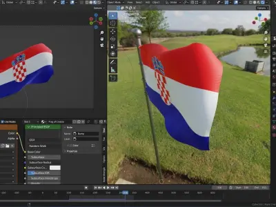 Animated Croatia Flags 3D model