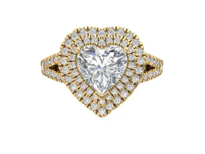 Heart Art Deco Ring 3D print model 2